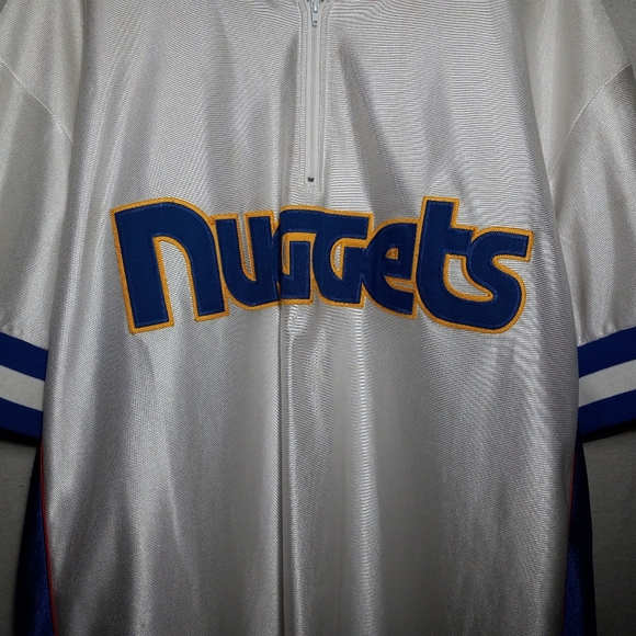 Majestic Denver Nuggets NBA Hardwood classic spellout 1/4-zip pullover jersey L - Picture 6 of 15